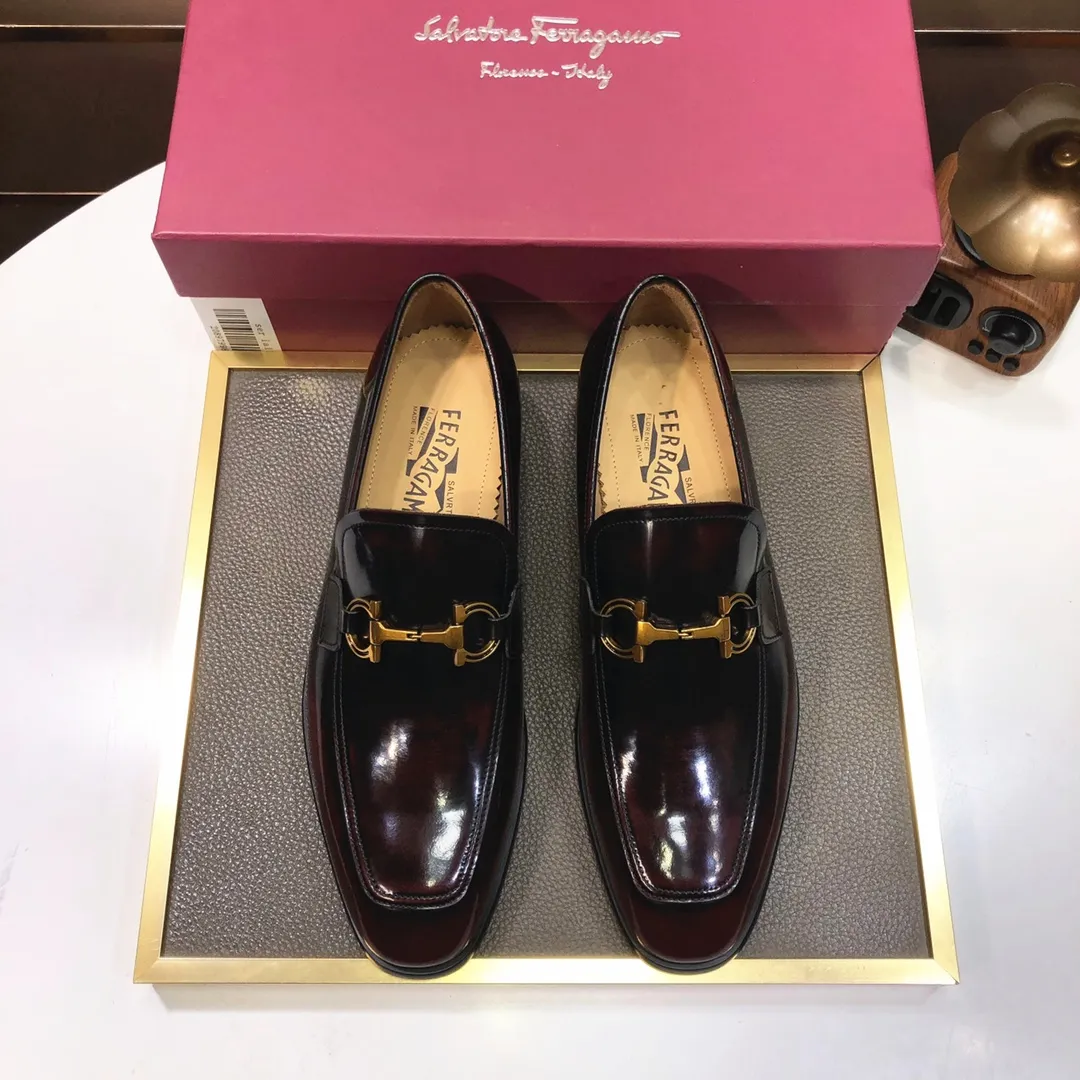 Men's shoes 💰500💰 [Ferragamo/Ferragamo] The latest model in the counter. Original imported high-quality cowhide with open sides + imported 🐂 water-dyed cowhide lining + original luxury metal buckle + original combination outsole. Comparison without pressure 38--45 (45 is custom-made and cannot be returned or exchanged)